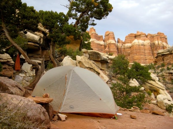 Camp during a fastpack through Canyonlands' Needles District. Camping Needles District Canyonlands