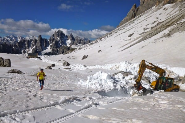 Clearing the trail near Forc Lavaredo.