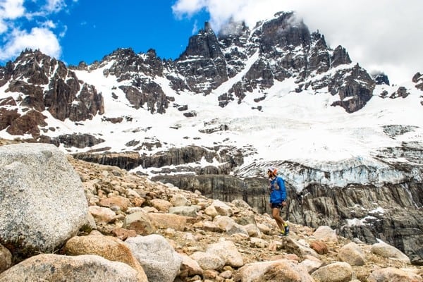 Climbing from the lagoon to the highest point of the route