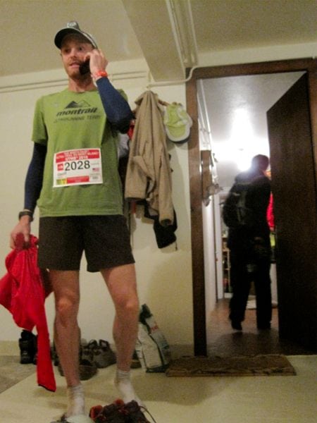 Geoff Roes phoning his parents to let them know the 2010 UTMB is canceled. Geoff Roes UTMB 2010 phone