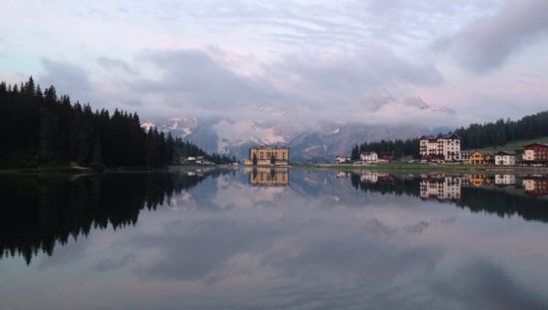 Lago Misurina on the Lavaredo Ultra Trail course.