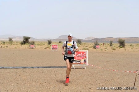 Michael Wardian finishing second in Stage 1 of the 2010 Marathon des Sables. Michael Wardian MdS 2010 Stage 1