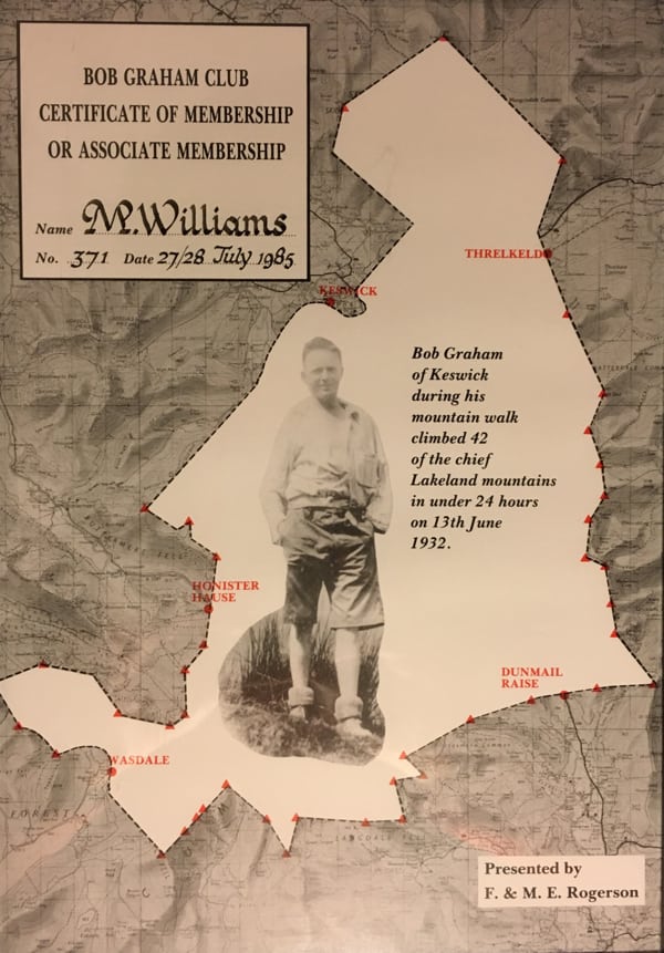 Morgan Williams 2 - Bob Graham Round certificate