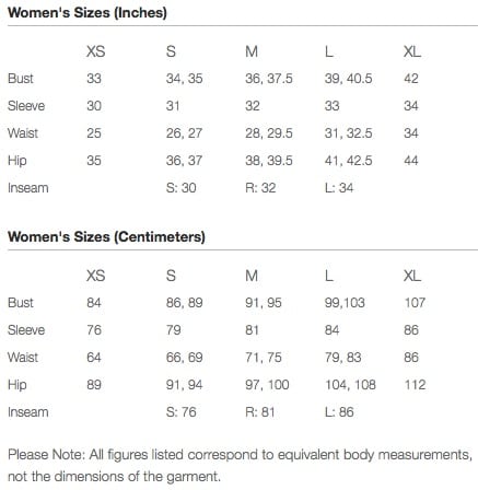 Womens Sweatshirt Size Chart