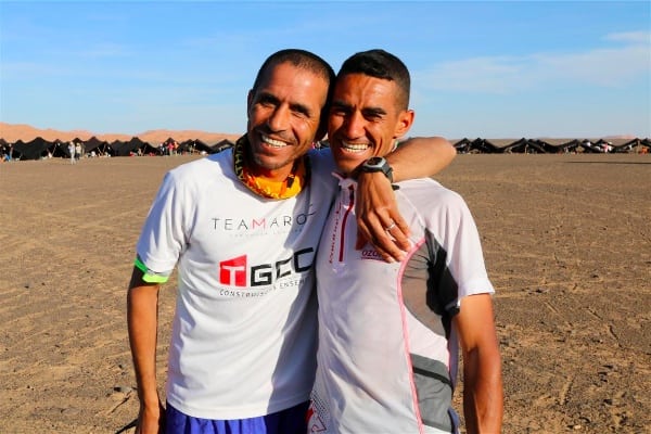Abdekader El Mouaziz (left) and Rachid El Morabity the day before the race start. Photo: Marc d'Haenen