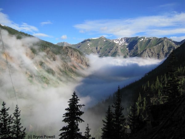 Fog fills Stony Gulch and the Animas River valley. Stony Gulch San Juan Mountians fog