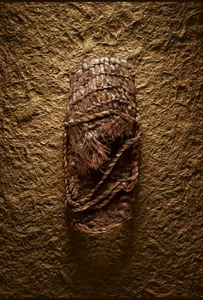 The oldest shoe, found in the Fort Rock Cave of central Oregon. Photo by Mitchell Feinberg, courtesy of National Georgraphic.
