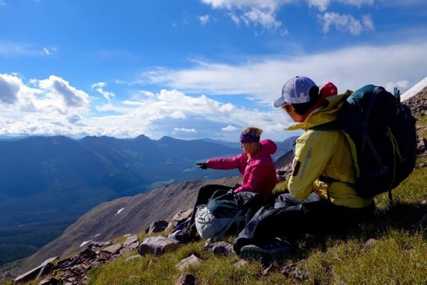 trail runners navigation with landmarks Uinta Mountains