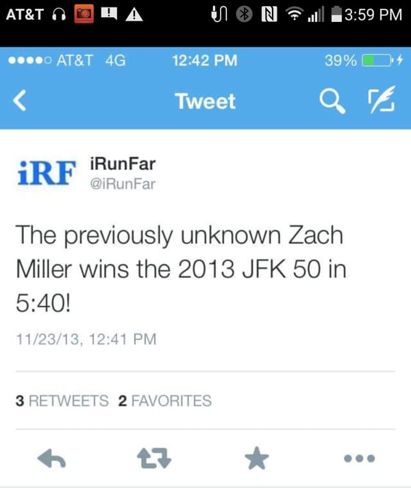 Zach Miller - JFK 50 Mile