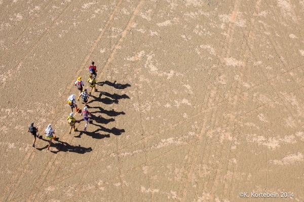 2014 Marathon des Sables - elite runners from helicopter